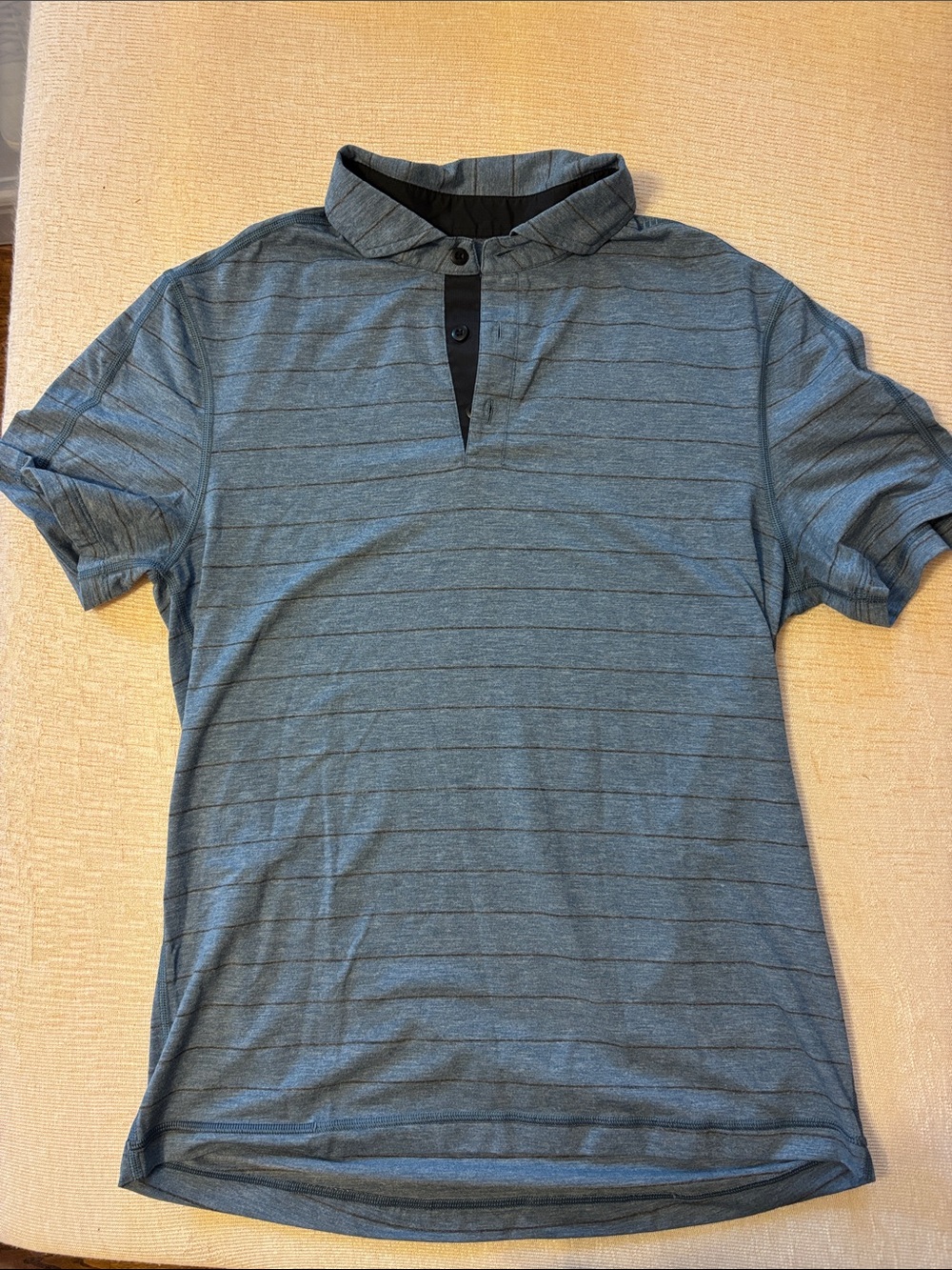 lululemon athletica Men's Heathered Slate Blue / Gray Stripe Polo